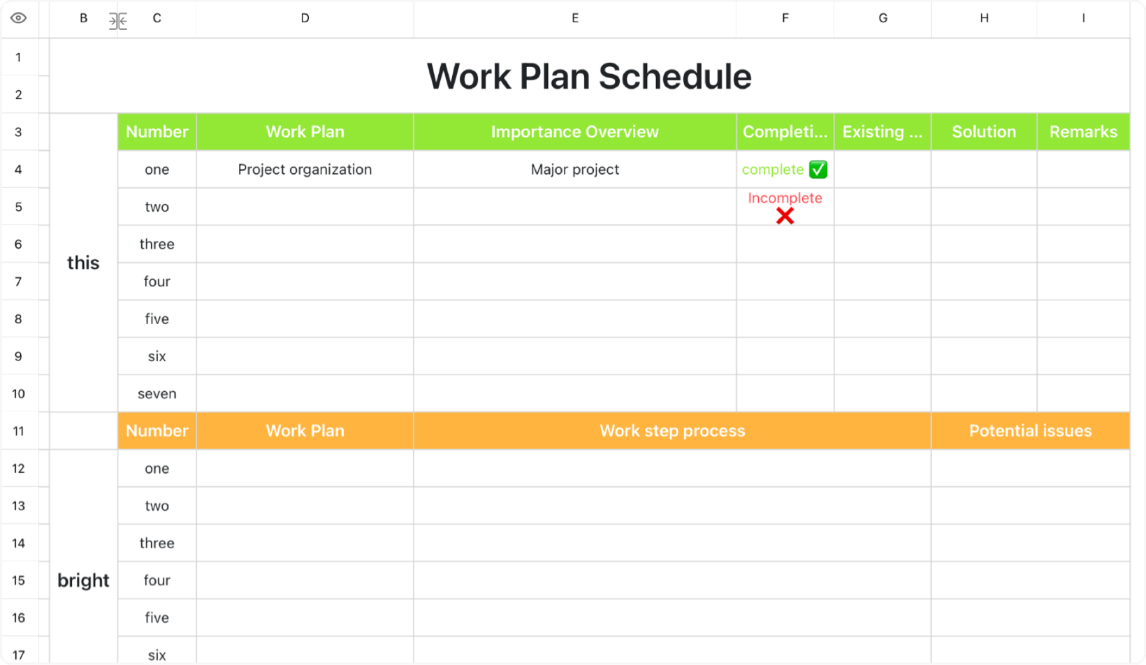 Work schedule 2